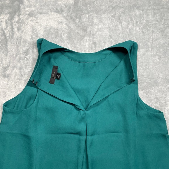 J Crew Teal Sleeveless Layered Blouse Top Pleated Neck Size 0 XS - Picture 4 of 10